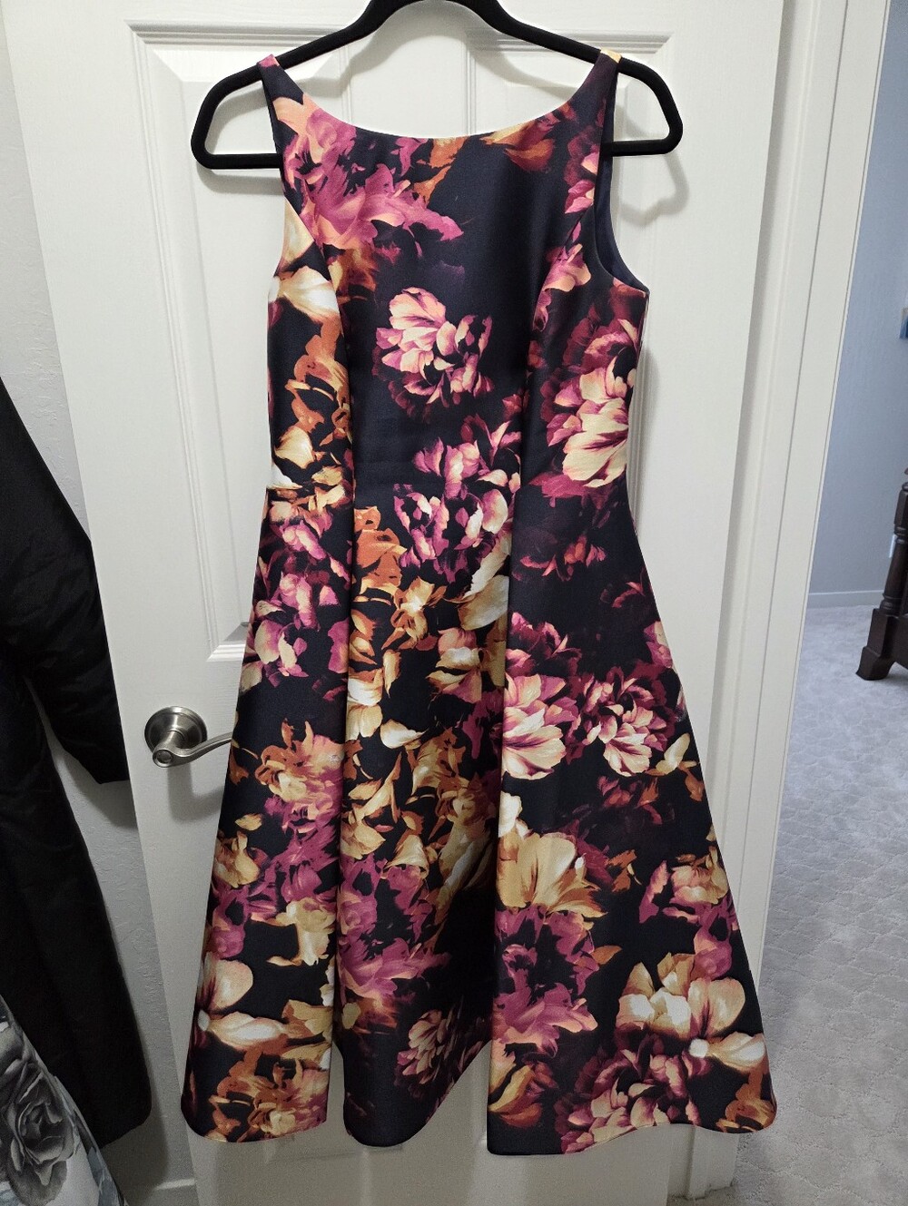 Adrianna Papell Floral Print Mikado Midi Dress
